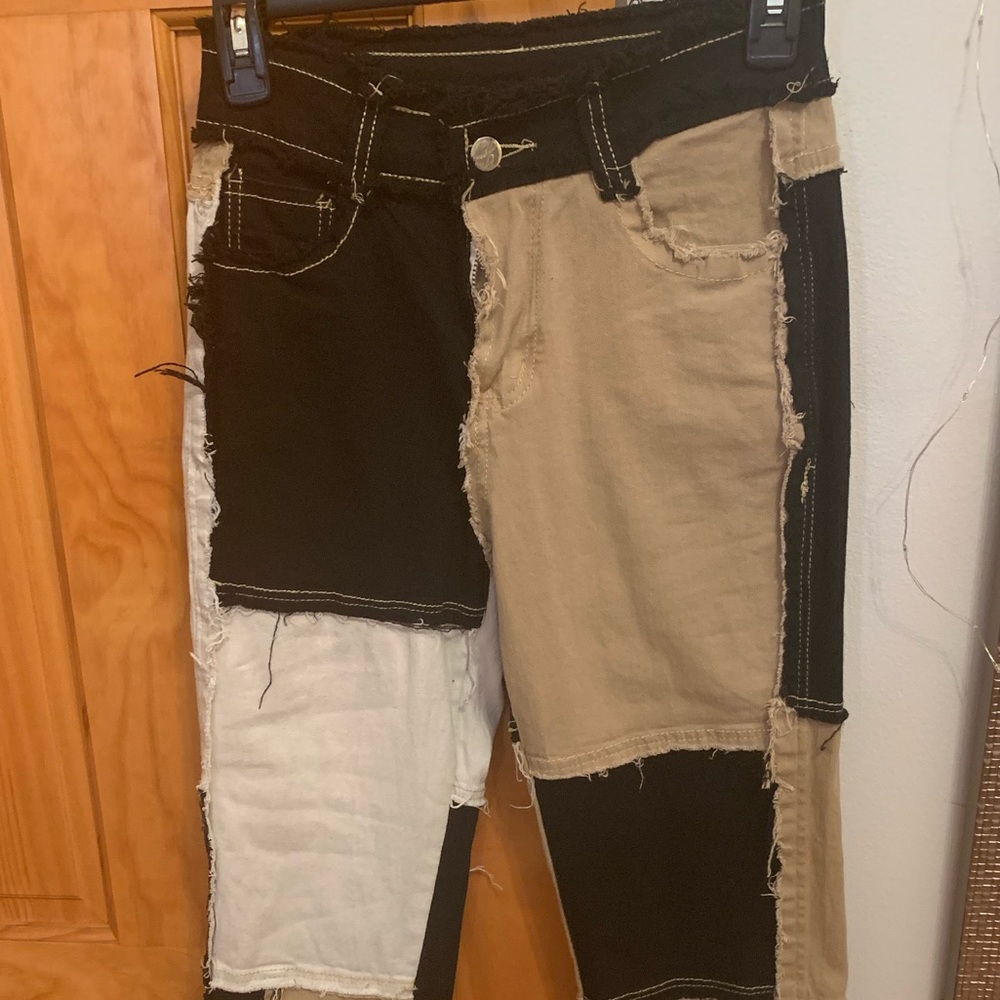 Womens color block jeans